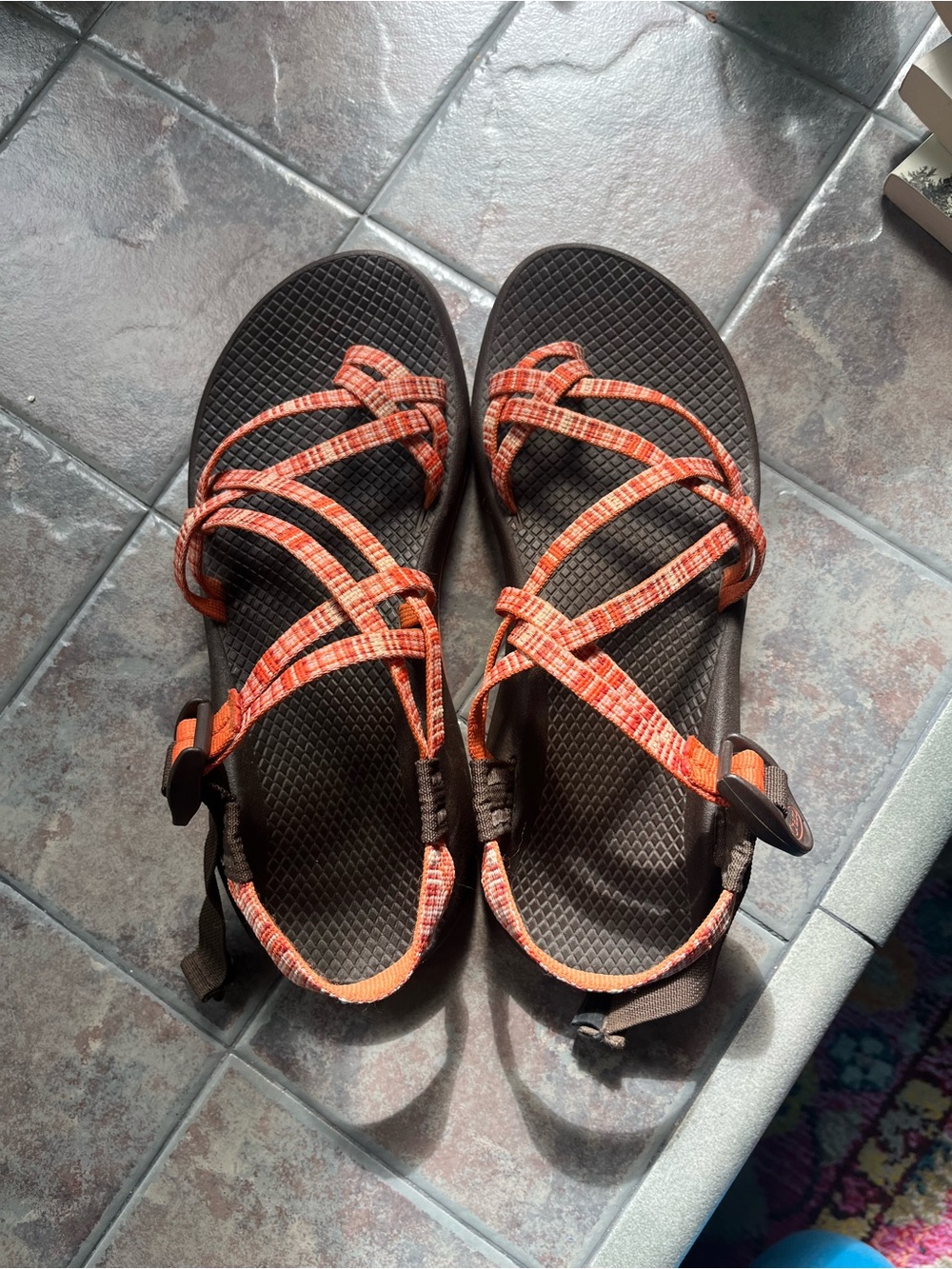 Chaco Women's Sandals Brown with Orange Straps